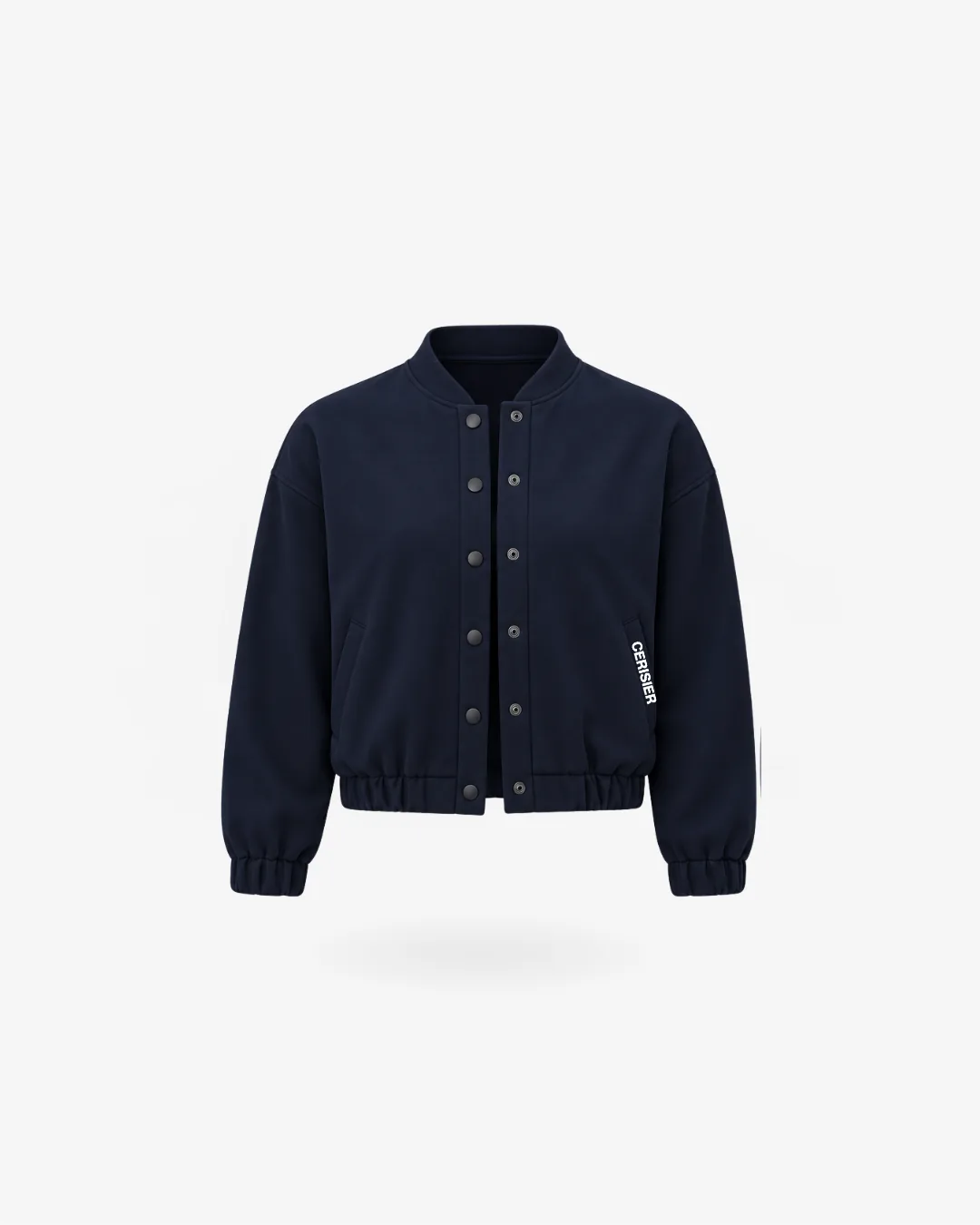 Campera corta con botones de Cerisier en azul marino, vista frontal