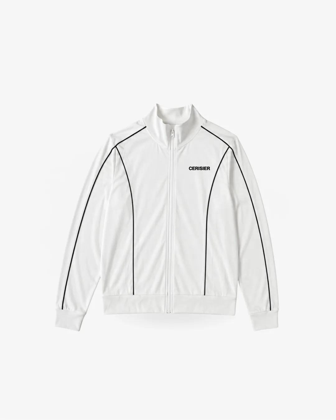 Campera track con vivos de Cerisier en blanco, vista frontal