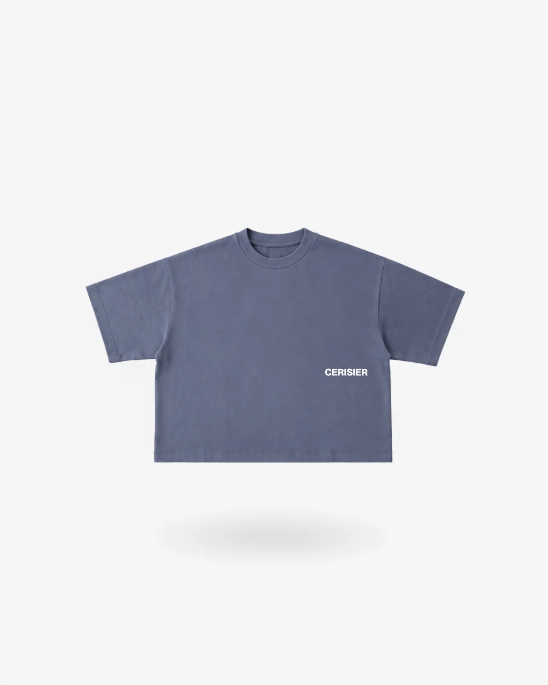 Remera corta oversize de Cerisier en azul grisáceo, vista frontal